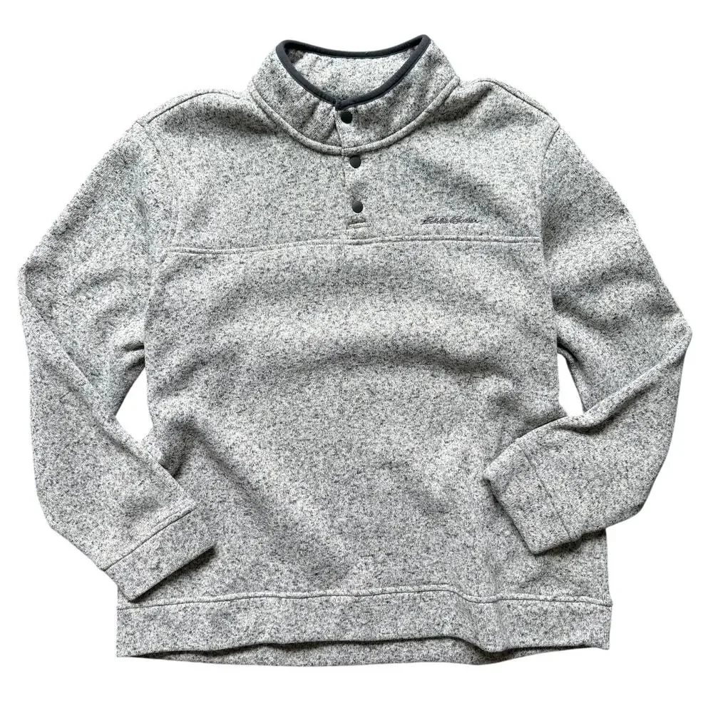 Eddie Bauer Heather Gray Snap Fleece Pullover Men’s XXL Gorpcore